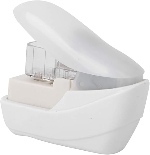 Miniatura 8 de Grapadora sin grapas, cierre de papel de aguja de mano, grapadora blanca portátil para oficina, escuela, hogar, pequeñas empresas y uso sobre la