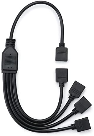 QWORK Rozgałęźnik ARGB, 5 V, 3-pin, rozgałęźnik argb, 1 gniazdo na 4 wtyki, 30 cm, do chłodzenia procesora i wentylatora 5 V ARGB
