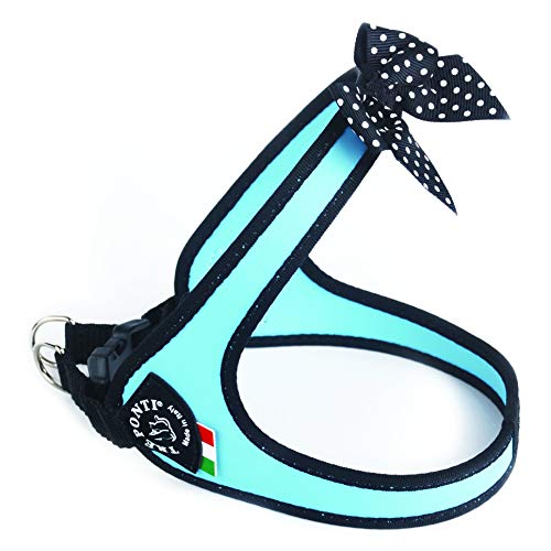 Tre Ponti Easy Fit Fashion - Schleife mit Punkten - Click Verschluss - Hellblau - Schwarzer Rand - Größe 2.5