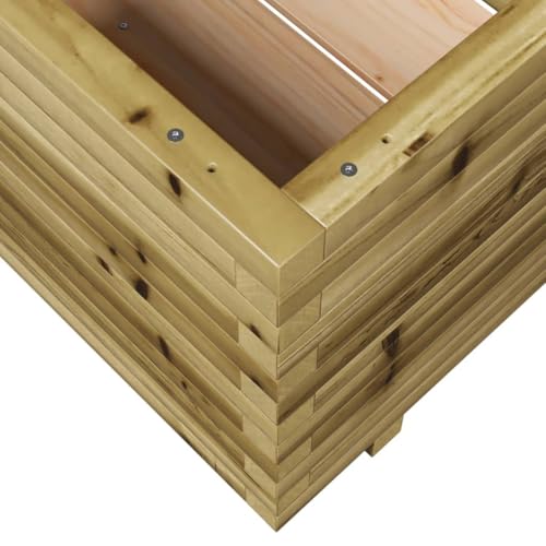 Vassoio Per Fioriera Aiuola Rialzata Piante Fiori Terrazza Giardino 110 X 110 X 49,5 Cm Legno Di Pino Impregnato Marrone 02_0037319 - 5