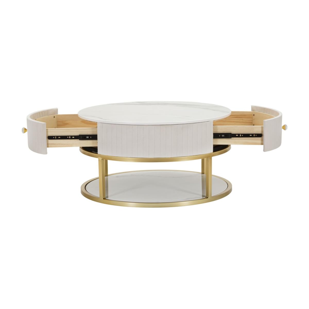 Paris Prix Table Basse Effet Marbre Montpellier 75cm Crème & Or