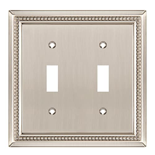 Henne Bery Sunken Pearls Heavy Duty Decorative Wall Plate Switch Plate Outlet Cover (Double Toggle, Satin Nickel)