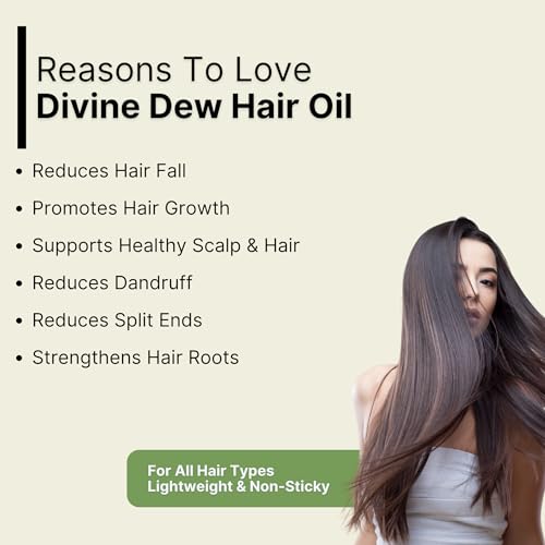 Image of Dazze & Blussh DivineDew Organic Hair Growth Oil - Reduces Hair Fall, Dandruff & Promotes Growth - With Rosemary, Almond, Bhringraj, Jojoba & Castor - 100ml