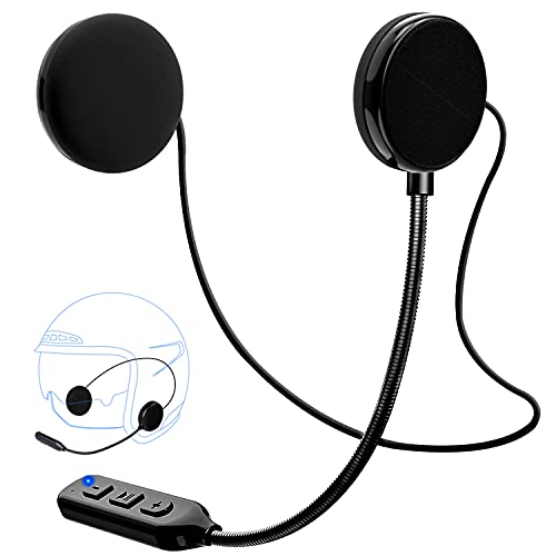 MT1 Motorcycle Bluetooth Helmet Headsets with Stereo Bass Sound,Powerful Double 700mAh Battery,Motorcycle Bluetooth Helmet Speakers with Mic,Hand Free,Voice Control,Waterproof Black
