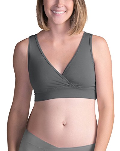 Kindred Bravely French Terry Scoopback Nursing Sleep Bra for Maternity/Breastfeeding (Large, Grey)