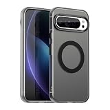 BORYA Ultra Sottile Magnetico Cover per Google Pixel 9 Pro/Google Pixel 9 5G, Antiurto Traslucido Opaco Smerigliato PC TPU Silicone Custodia, Elegante Semplice Colorato Caso. Nero