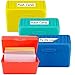 Index Card Holder 3 x 5 inch - Recipe Card Box Plastic Storage Organizer for Filling 350 to 400 Notecards, Addresses & Recipes - 4 Colors