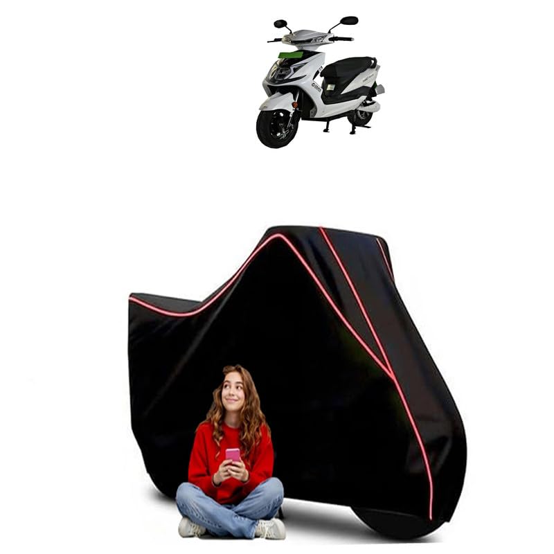 Image of Okaya Faast F2B Scooty Bike Cover Water Resistant Outdoor Use Universal Fit Scooters Motorcycles Heavy Duty UV Protection Dust Rain Scratch Resistant Elastic Bottom Black Blue Piping