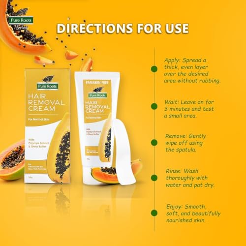 Image of Pure Roots Hair Removal Cream 50g Pack of 3 Combo (PAPAYA 50G PK2)