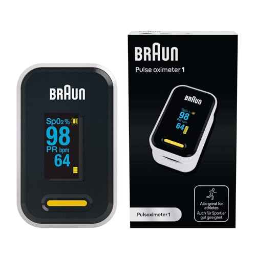 Braun Pulsoximeter 1 | Präzises Blutsauerstoffmessgerät | Hause zu verwenden | Für Patienten mit COPD, Lungenentzündung, Schlafapnoe | Ideal für Sportler | YK-81CEU, Verpackungsdesign kann variieren