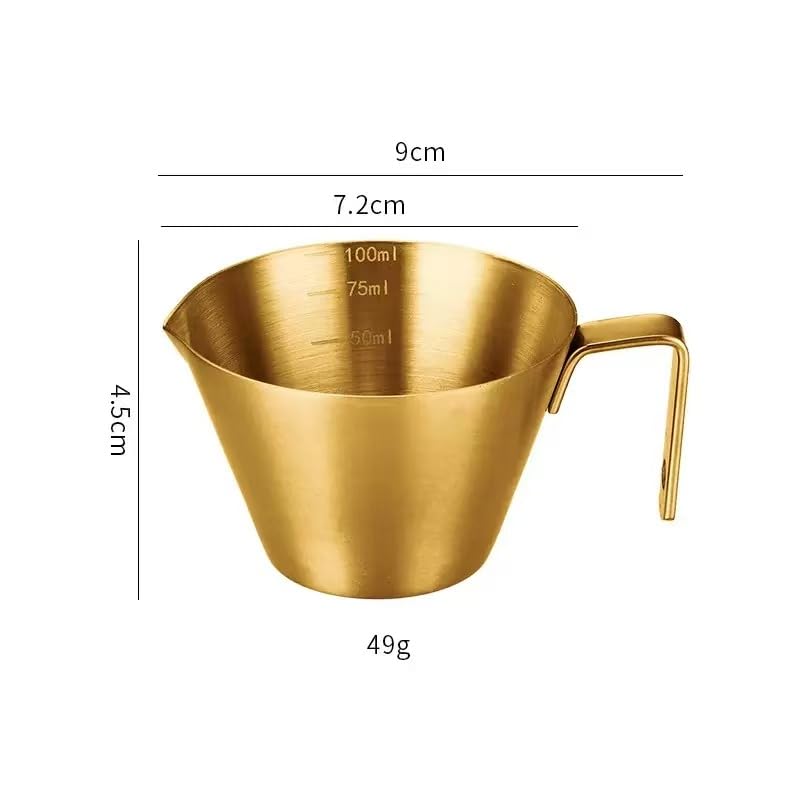 Image of NILKANTH 100ml / 3.4oz Espresso Measuring Cup - Gold Stainless Steel Shot Glass with Spout, Barista Tool for Coffee, Milk & Sauce Measurement