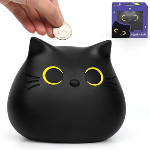 MUFEIRUO Black Cat Piggy Bank for Kids Cover