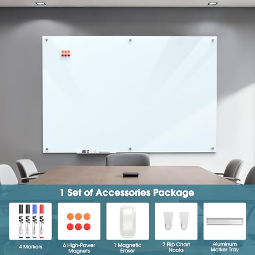MaxGear Glass Whiteboard Wall Mounted, Frameless Magnetic Dry Erase Board, Tempered Glass, Steel-Backed, Non-Porous Smooth Surface, Floating Design, Accessories Included, for Office Home Classroom by MaxGear - Image 4