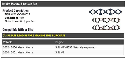 Lower And Upper Intake Manifold Gasket Set - Compatible With 2000-2004 Nissan Xterra 3.3L V6 #TOP1