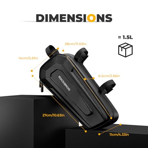 ROCKBROS Motorradtasche Motorrad Rahmen Dreieckstasche 1,5L, Eva Wasserdicht und Robust, Motorrad Tasche für Rahmenhalterung, Passend für die meisten Motorräder
