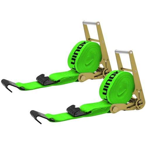 SALUINOKI 2Pack 4 inch 30ft Ratchet Straps Heavy Duty with Flat Hook for Flatbed Trailer Winch Strap 4 inch Flatbed Straps Green by SALUINOKI - Used condition - US$46.20