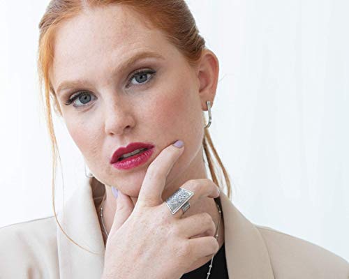 Silver Ring For Women, Open Adjustable Geometric Big Statement Cuff Ring, Jewish Ring Engraved With Hebrew Women Of Valor Verses, Unique Handmade Spiritual Judaica Jewelry, Israeli Gift For Mom, Wife #TOP4