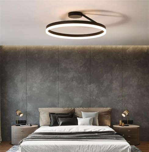 Plafonnier moderne à LED en métal acrylique noir à intensité variable