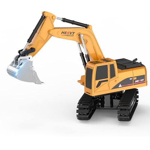 Excavator Toys for Boys - Kids Toy Construction Truck with 6 Activity Barricade, 1:22 Rechargable Engineering Digger Car, Educational Christmas-Birthday-Gifts 7 8 9 Years Old Girls Yellow