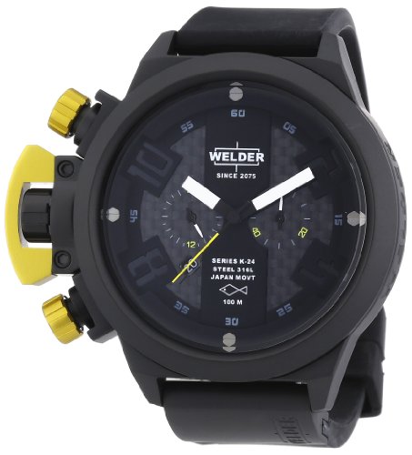 Welder K24 3309 - Reloj cronógrafo de Cuarzo Unisex con Correa de Caucho, Color Negro Welder K24 3309 - Reloj cronógrafo de Cuarzo Unisex con Correa de Caucho, Color Negro