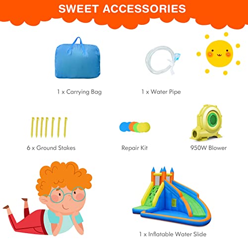 image for Costzon Inflatable Water Slide, Giant Bouncy Waterslide Park for Kids 