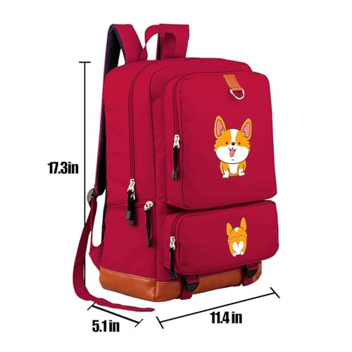 Red Cute Corgi Corgi Daypacks Oxford Retro Durable for Adults College Student Bookbag 12" X 5" X 17"(W X D X H)2