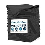 CHYLMAPHEN Cleaning Cloths 2/6/12/20PCS Microfiber Cleaning Cloth Absorbent Towel for Wash Car Housework Clean Kitchen Rags Household Tools(25x25cm-black,12PCS)