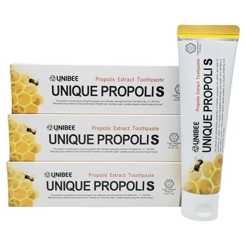 UNIBEE Propolis Toothpaste - Water Soluble Bee Propolis, Sensitive Teeth, Fluoride Free, 120g (Pack of 3) Cover