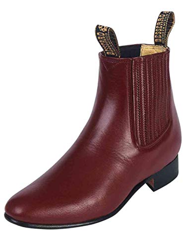 Authentic El Besserro Men's Botin Charro Genuine Leather Color Wine