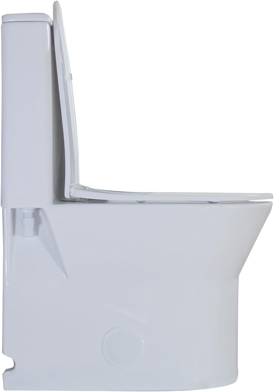 WinZo Small One Piece Toilet with 10" rough-in Compact Modern Dual Flush For Tiny Short Bathroom Powder Room White