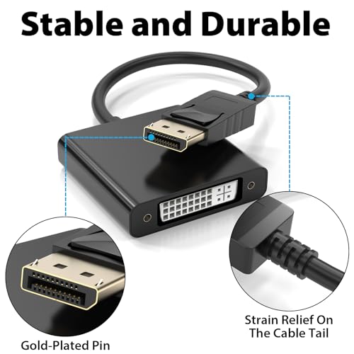 Adaptador Cyberguys DisplayPort a DVI negro miniatura 5