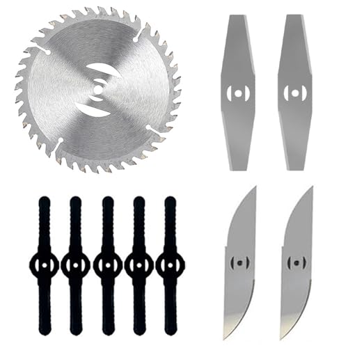 Strimmer Blades, Brush Cutter Blade Metal Blade, Garden Cordless Strimmer Spare Blade, Grass Strimmer Blade, for Garden Strimmer Accessories, 1X Circular Saw Blade, 4 X Alloy Blade, 5 X Plastic Blade