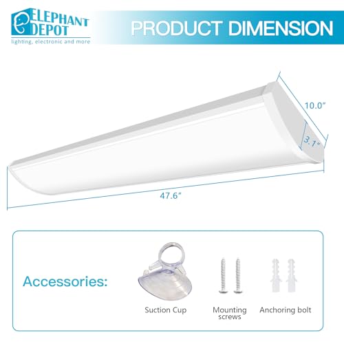 Image of ED 4PK 4FT LED Wraparound Light, 48 inch Led Light Fixture, 54W, 6210LM, 3500 /4000 /5000K, 120-277V Commercial 4FT Led Light Fixtures for Garage,Laundry Room,Warehouse,Closet,Shop,UL & DLC