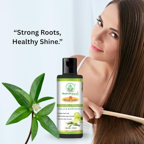 Image of Khadi Organic and Natural Amla & Bhringraj Shampoo Strengthens Hair, Promotes Growth, and Reduces Dandruff | Anti Dandruff Shampoo for Nourishing Hair| Suitable for All Hair Types, Pack of 2