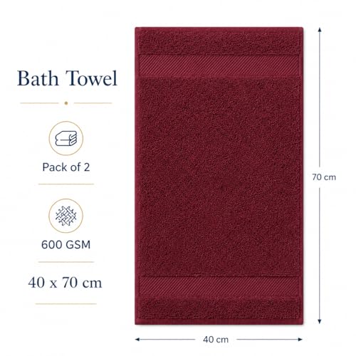 Image of Sulfar 100% Combed Cotton, Quick Drying Highly Absorbent, Luxury Hand Towel Set (Pack of 2, 40 X 70 cm) Red Wine