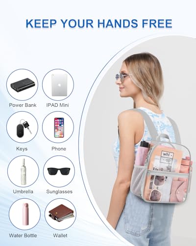 Image of Clear Backpack for Stadium Events, 12x12x6 Small Clear Plastic bag with Reinforced Straps for Game Security Festival Concert