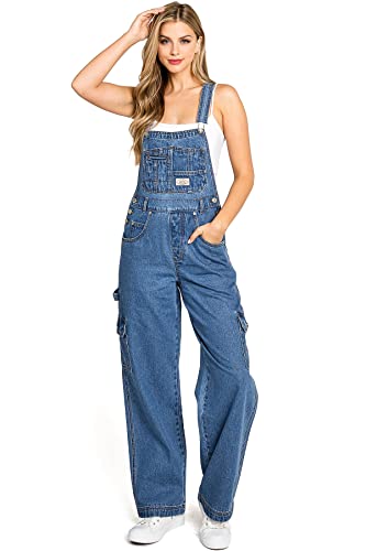 Lana Roux 90s Retro Dungaree Utility Denim Jumpsuit...