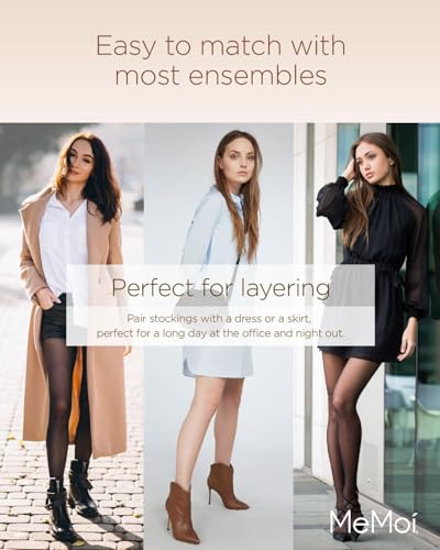 MeMoi Crystal Sheer Lace Top Thigh High Stockings, Nylon Lace Tights for Women, Breathable Thigh High Tights - Small to Q24