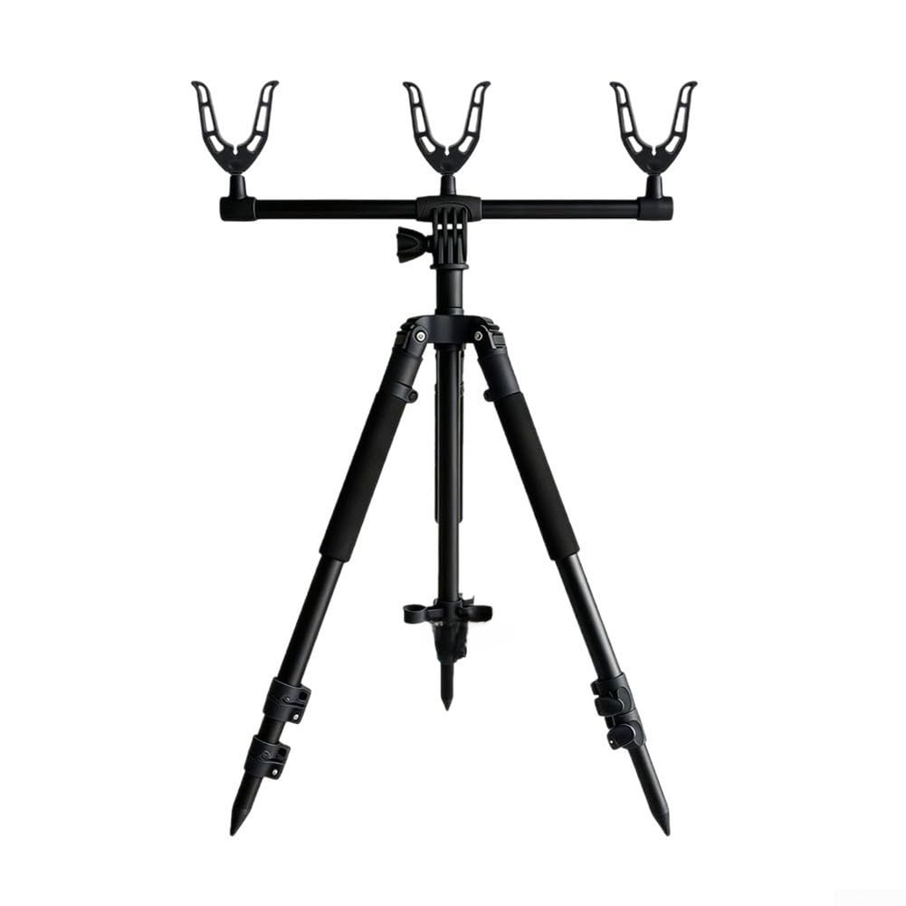 Treppiede regolabile per canna da pesca, 70-93 cm, in alluminio | Regolazione dell'altezza libera, si adatta a varie condizioni, base treppiede stabile, lega di alluminio nera, gamma 70-93 cm