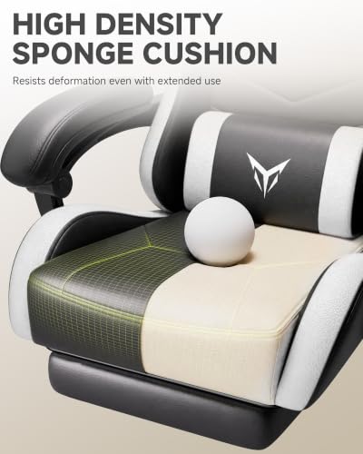 Image of LUCKRACER Gaming Chair, Comfy Computer Chair w /Footrest for Adults, White