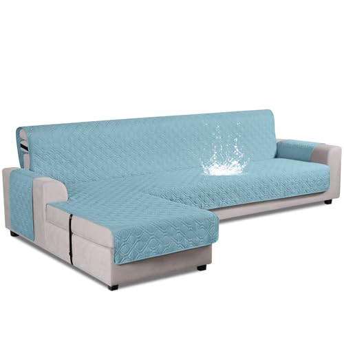 Image of VANSOFY Upgraded Sectional Couch Covers 100% Waterproof L Shaped Sofa Slipcover Reversible Chaise Lounge Cover for Sectional Sofa Furniture Protector Cover for Pets Dog Cat(X-Large, Azuree)