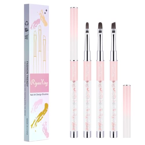 3PCS Nail Art Clean Up Brushes -Round/Angled Nail Brushes for