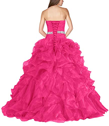 ANTS Women's Pretty Ball Gown Quinceanera Dress Ruffle Prom Dresses Size 20W US Hot Pink - Thumbnail 2