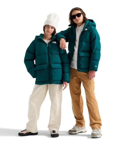 Image of The North Face Teen North Down Fleece-Lined Short Parka | 600 Fill Waterfowl Down, Water Repellent, Insulated Hood, & Pockets, Pacific Teal, X-Large