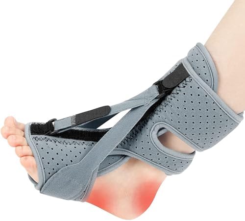 Plantar Fasciitis Night Splint-Upgrade 3 Adjustable Planter Facetious Relief Brace,Plantar Fasciitis Relief Women Men Straps,Support Relief Foot Drop Achilles Tendonitis Day Night(Gray-1PC)