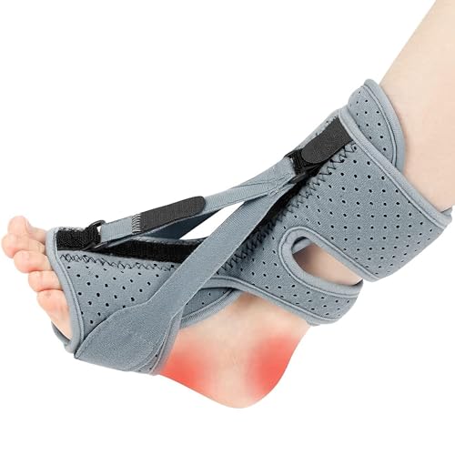 ANSUSIC Plantar Fasciitis Night Splint-Upgrade 3 Adjustable Planter Facetious Relief Brace,Plantar Fasciitis Relief Women Men Straps,Support Relief Foot Drop Achilles Tendonitis Day Night(Gray-1PC)