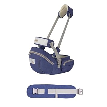Baby Hip Seat Carrier Baby Waist Stool for Child Infant Toddler with Adjustable Strap Buckle Pocket Soft Inner Huge Storage with Waistband Extender Navy Blue