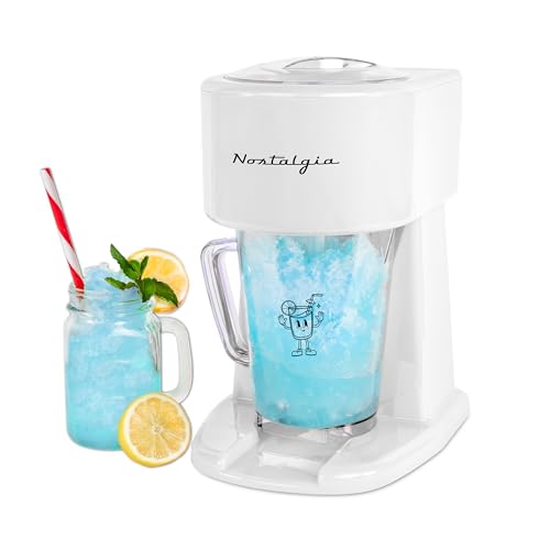 Nostalgia Retro 40-Ounce Frozen Beverage Station - Slushie Machine and Ice Shaver with Automatic Mixing for Soda, Cocktails and Margaritas - Easy & Safe Use - White
