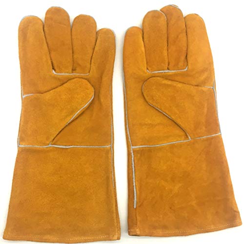Durable, （GOLD), Welding Gloves - Heat Resistant & Wear Immune - For Tig/Mig Welders/Fireplace/BBQ/Horticulture/Grilling/Stove (14-inch） (Color : Gold, Size : L)