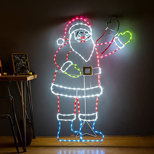 Zhouduidui 5Ft 273 Led Santa Claus Light, Colorful Neon Light Sign Animated Christmas Decoration For Indoor Outdoor Yard Home Garden Christmas Festival Party Decoration #TOP1